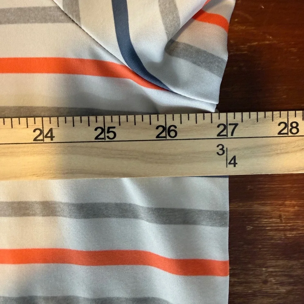 Adidas Polo Shirt Men 2XL White Orange Striped Golf Performance Short Sleeve